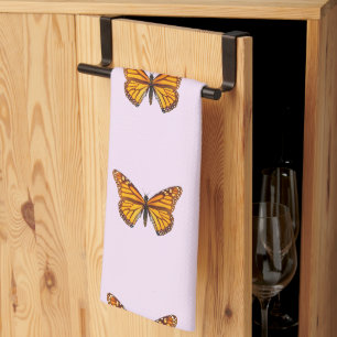 Paño De Cocina Mariposa Monarca Rosa Pastel