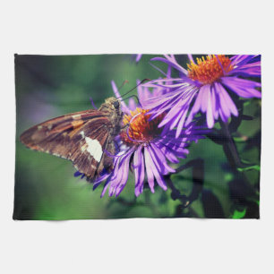 Paño De Cocina Mariposa Señora Pintada En Flor De Aster Salvaje
