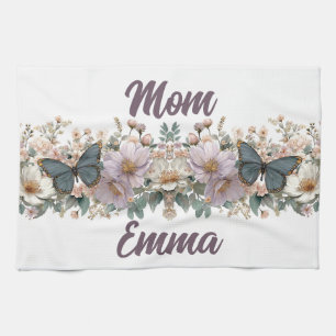 Paño De Cocina Mariposa verde y floral vintage para mamá