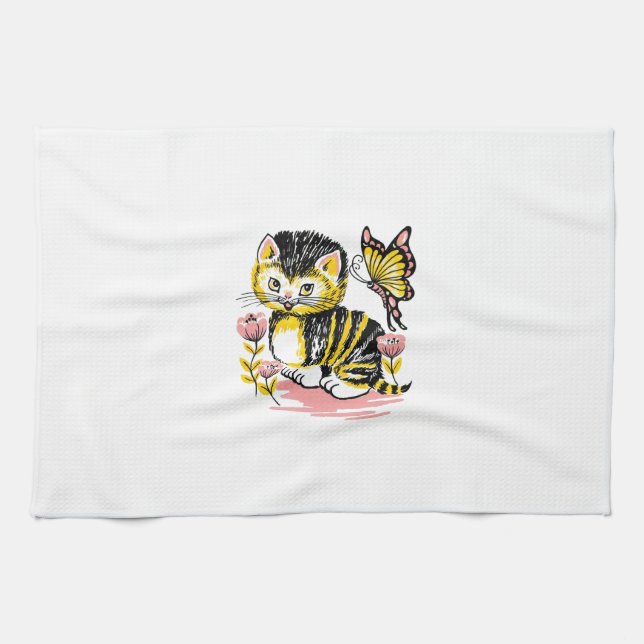 Paño De Cocina Mariposa y gatitos (Horizontal)