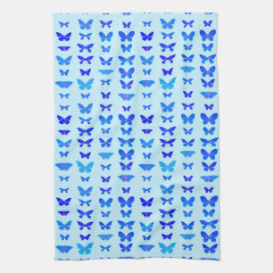 Paño De Cocina Mariposas, añil, fondo azul celeste