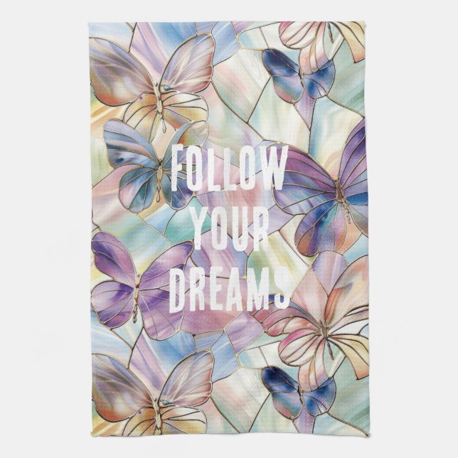 Paño De Cocina Mariposas Azul Púrpura (Vertical)