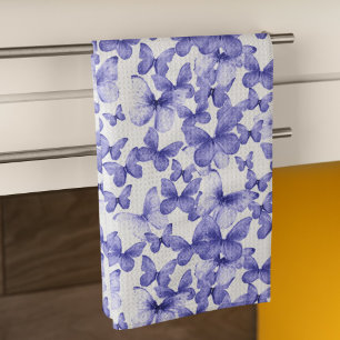 Paño De Cocina Mariposas Azules Coloridas Modernas