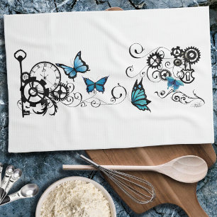 Paño De Cocina Mariposas azules de la tribu Steampunk