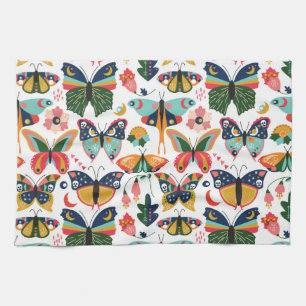 Paño De Cocina Mariposas Boho: Patrón de papel tapiz sin costura.
