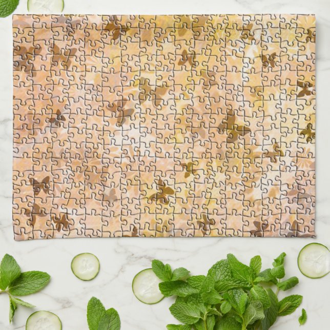 Paño De Cocina Mariposas de rompecabezas y Daisies-Browns de STay (Doblado)