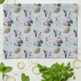 Paño De Cocina Mariposas en verde azulado suave