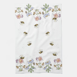 Paño De Cocina Mariposas lindas de las margaritas de las abejas