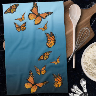 Paño De Cocina Mariposas monarca azul Ombre