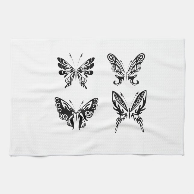 Paño De Cocina Mariposas Negras Y Blancas (Horizontal)