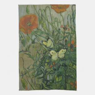 Paño De Cocina Mariposas y amapolas por Vincent van Gogh