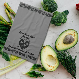 Paño De Cocina Mariposas y nombre personalizado del corazón, gris