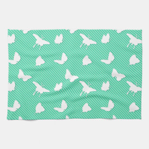 Paño De Cocina Mariposas y pinstripes - blanco en el agua