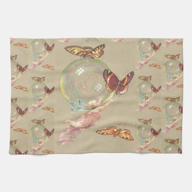 Paño De Cocina Mariposas y un ángel (Horizontal)