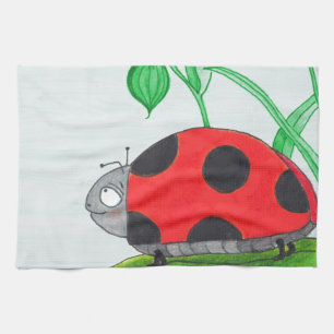 Paño De Cocina Mariquita roja gigante en una hoja