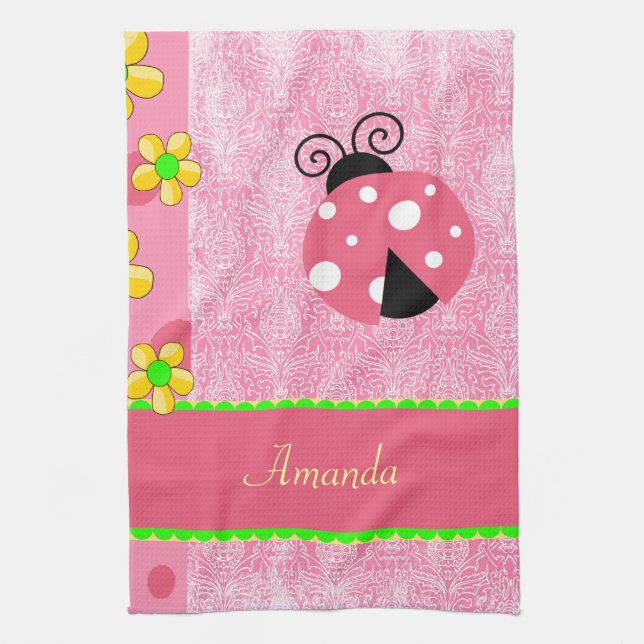 Paño De Cocina Mariquita rosada (Vertical)