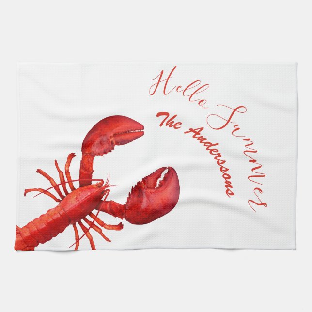 Paño De Cocina Mariscos blancos de bogavante rojo (Horizontal)