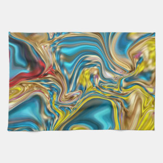 Paño De Cocina mármol abstracto giratorio amarillo azul turquesa 