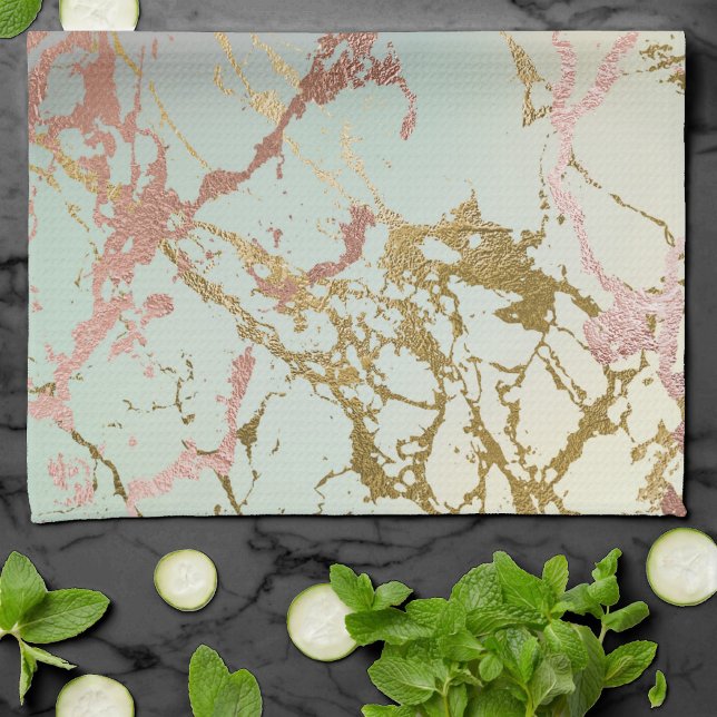 Paño De Cocina Mármol beige elegante | Mint Sage Green Rosa Gold (Subido por el creador)