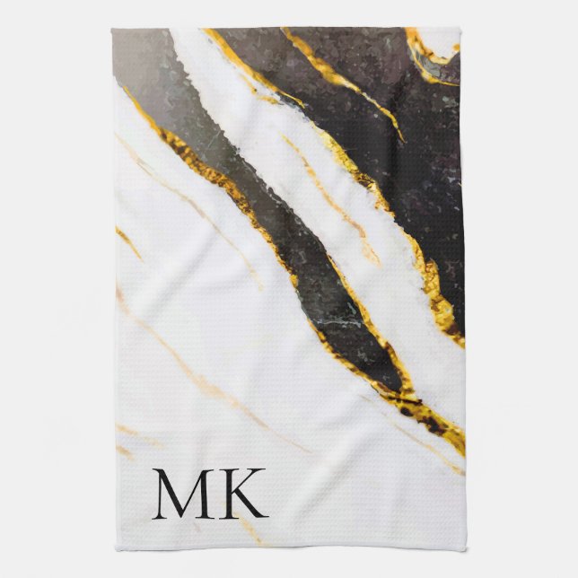 Paño De Cocina Mármol blanco y negro (Vertical)