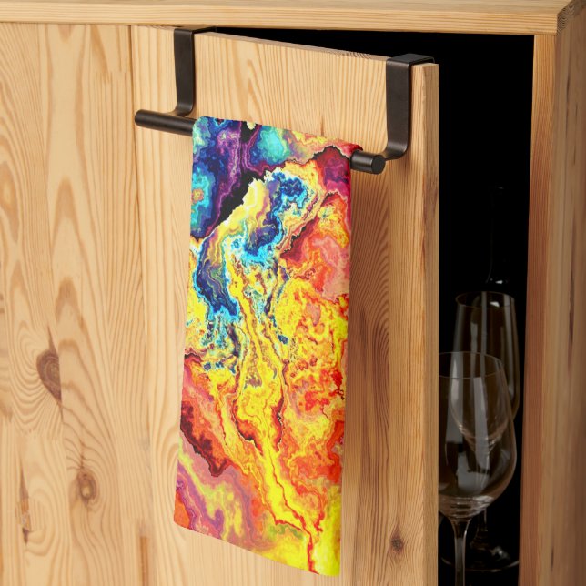 Paño De Cocina Mármol colorido brillante (Pliegue de tercios)