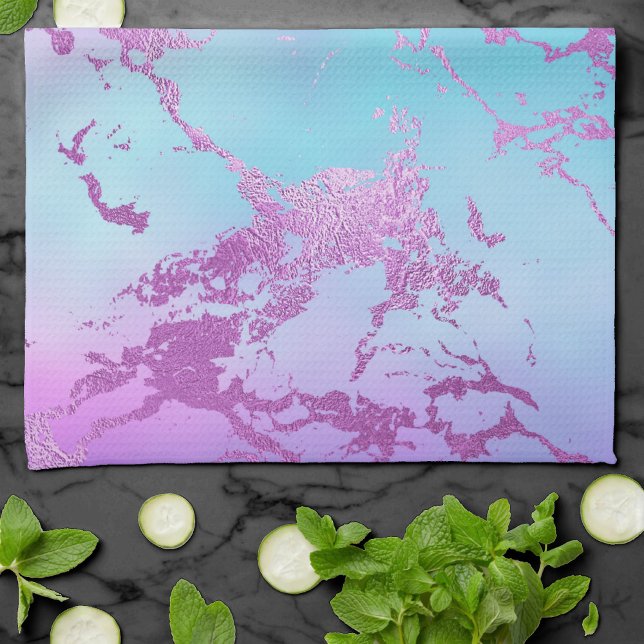 Paño De Cocina Mármol de moda | Glitzy Glam Violet Purple Blue Om (Subido por el creador)