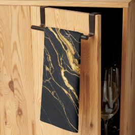 Paño De Cocina Mármol de Oro Negro Estética Moderna Elegante