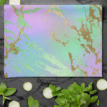 Paño De Cocina Mármol del Milenio | Jugador Pastel Arcoiris Ombre<br><div class="desc">Gradiente de mármol de color claro y colorido en tonos vivos de azul turquesa, verde menta, rosa caliente y rojo lavanda de color violeta inspirado en la sirena. Esta textura femenina pintada a mano añade el pop de color perfecto. A partir de la colección "Mármolas acuáticas modernas", este diseño presenta...</div>