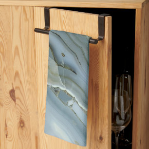 Paño De Cocina Mármol gris azul con vena de oro