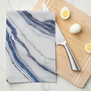 Paño De Cocina Mármol minimalista blanco y azul moderno