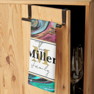 Paño De Cocina Mármol personalizado rosa y verde