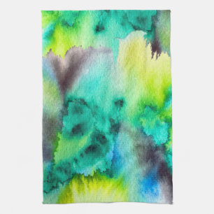 Paño De Cocina Marmol verde azul Tintado acuarela