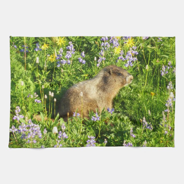 Paño De Cocina Marmot en Mont Rainier Wildflowers (Horizontal)
