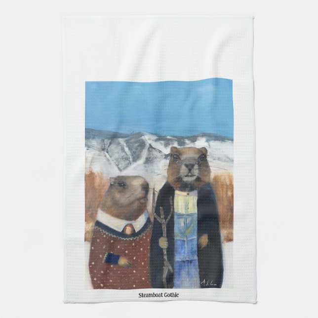 Paño De Cocina Marmot Tea Towel (American Gothic) (Vertical)