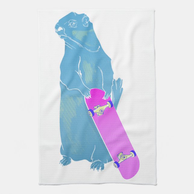 Paño De Cocina Marmot Woodchuck skateboarding (Vertical)