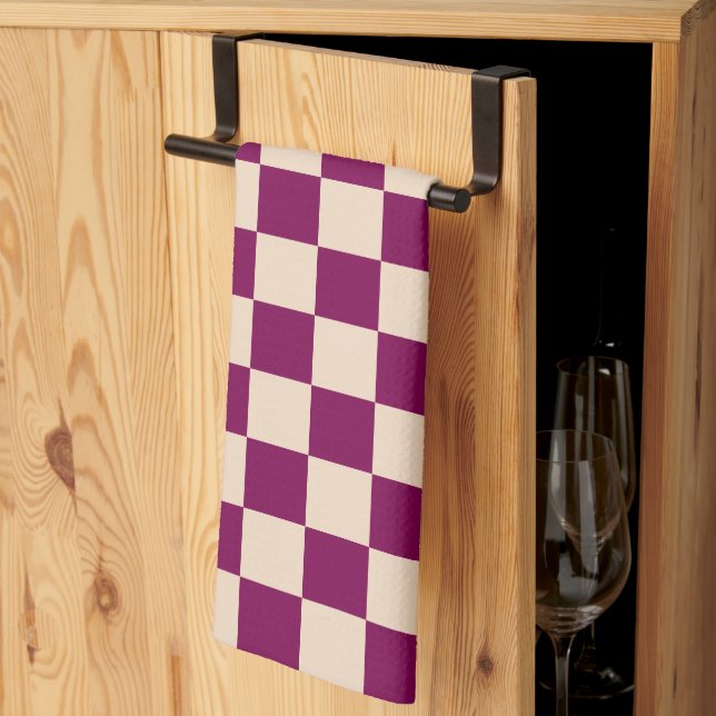 Paño De Cocina Maroon and beige checkerboard pattern (Pliegue de tercios)