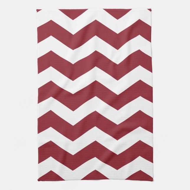 Paño De Cocina Maroon y Chevron Blanco (Vertical)