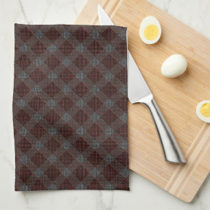 Paño De Cocina Marrom cross tartan plaid with slight grey relief 