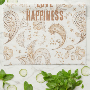 Paño De Cocina Marrón crema boho bohemio