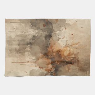 Paño De Cocina Marrón Naranja Quemado Gris Ámbar Negro Abstracto
