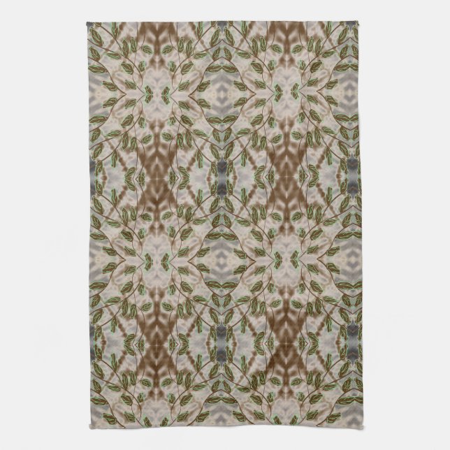 Paño De Cocina Marrón Verde y Gris Azul (Vertical)