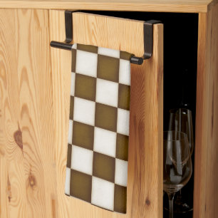 Paño De Cocina Marrón y blanco antiguo al cuello