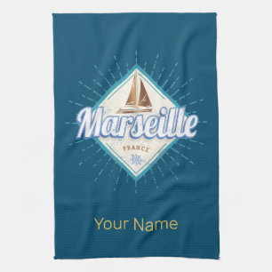 Paño De Cocina Marsella ciudad Francia barco de vela retro vintag