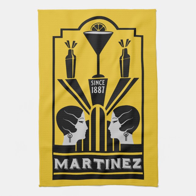 Paño De Cocina Martinez Cocktail Art Deco (Vertical)
