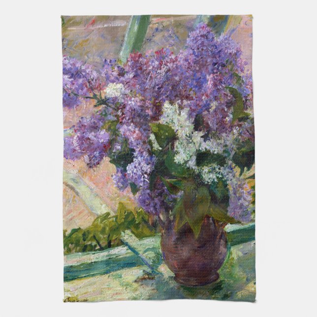 Paño De Cocina Mary Cassatt Lilacs en una ventana (Vertical)