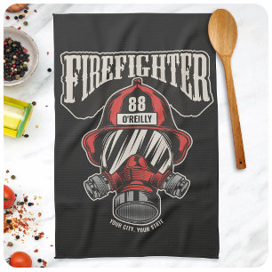 Paño De Cocina Máscara de Bombero Personalizada Casco del Departa