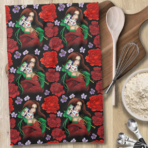 Paño De Cocina Mascarada Veneciana Rojo Verde