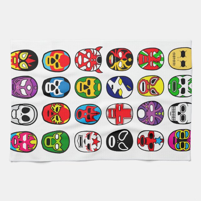 Paño De Cocina Máscaras de lucha mexicanas de Lucha Libre (Horizontal)