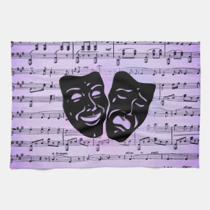 Paño De Cocina Máscaras de Música y Teatro Púrpura
