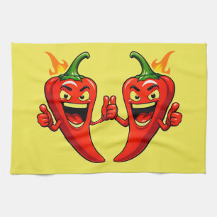 Paño De Cocina Mascota de pimiento de fuego de dibujos animados c